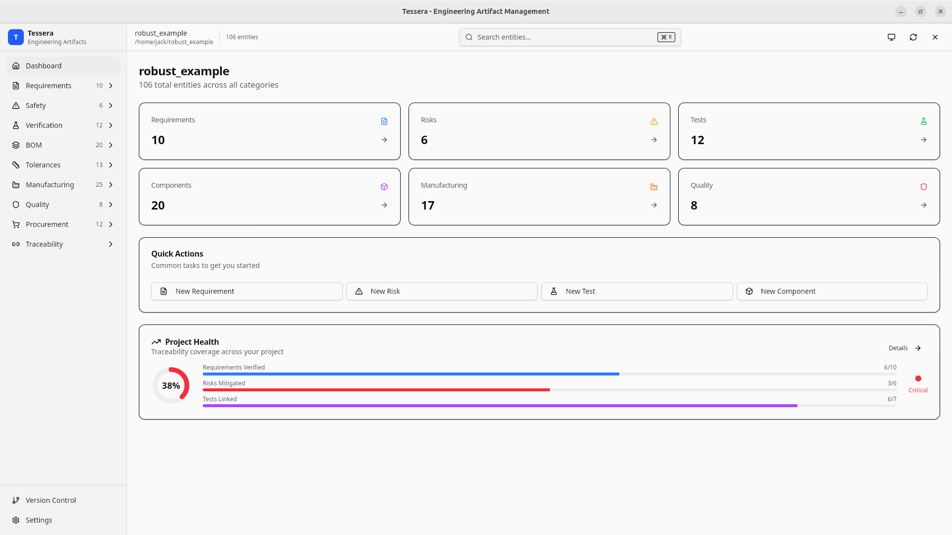 Tessera Desktop Dashboard